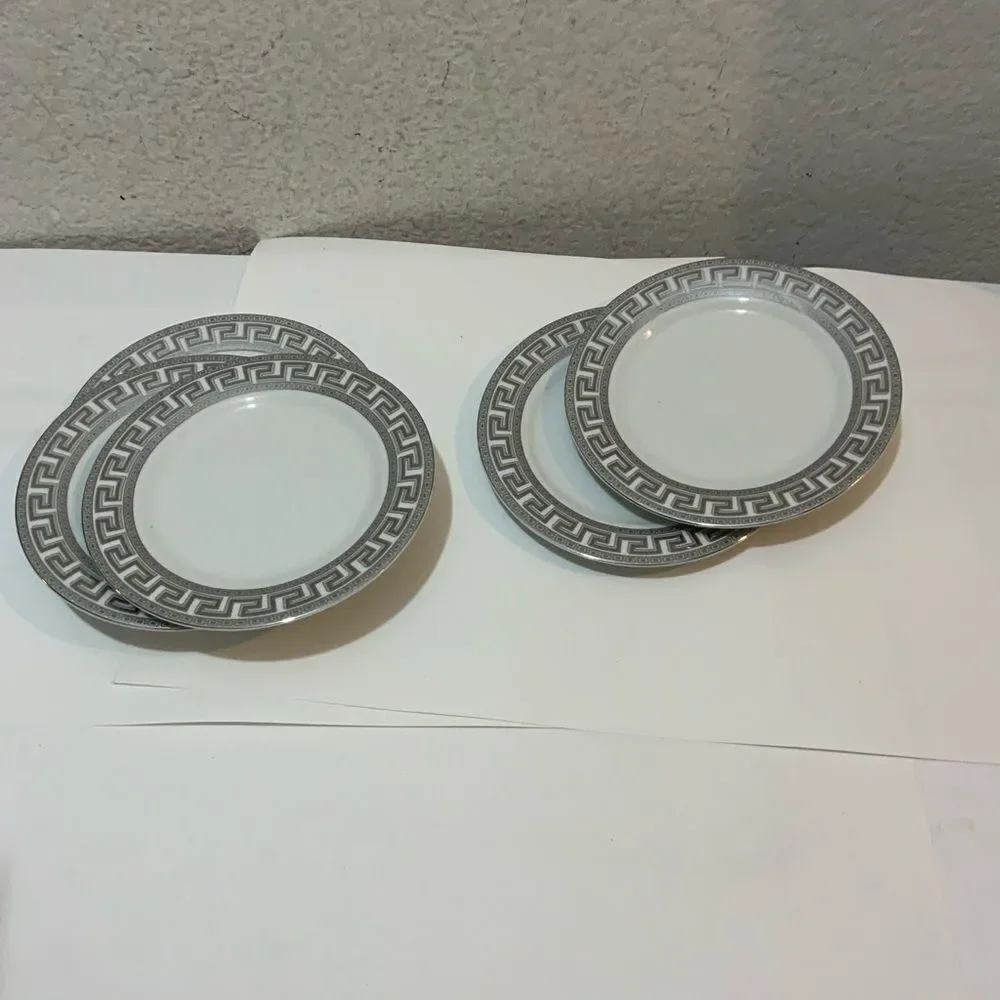Fine Porcelain platinum Design Czech Republic Set Of 5 appetizers plate 6 3/8 G9